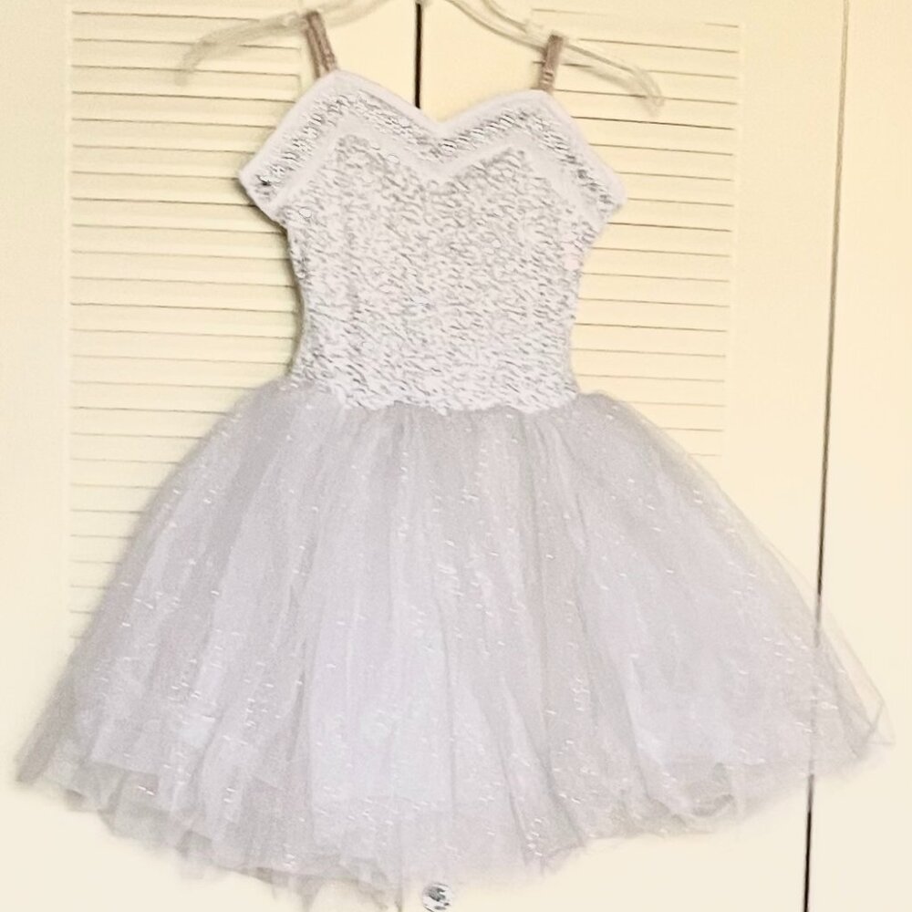 ‘Curtain Call’ White Sparkly Child’s Gown/Theatrical Dress*